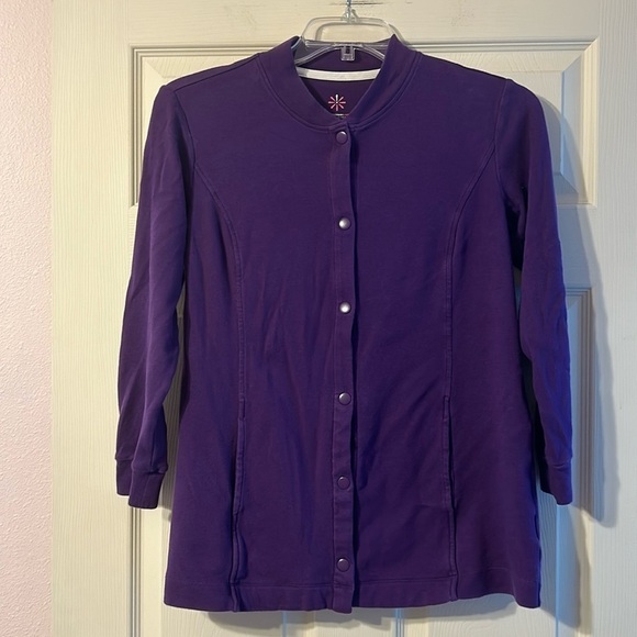 Isaac Mizrahi Live Essentials Purple Snap Up Lightweight Jacket Small - Picture 1 of 5